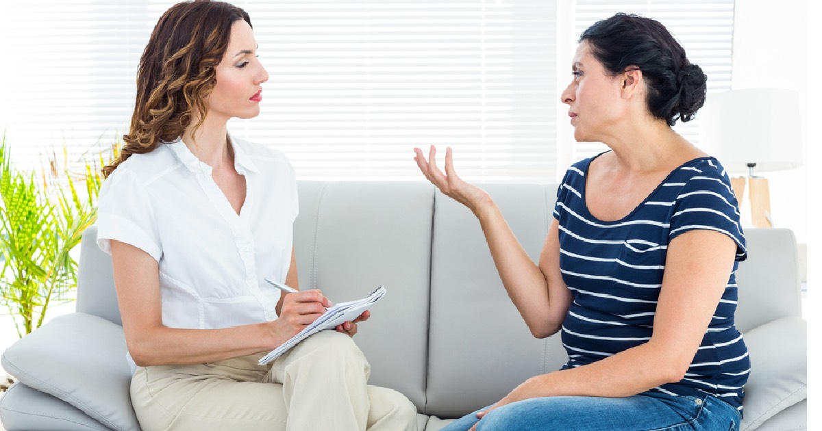 Woman talking to therapist 