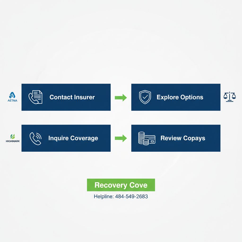 Infographic illustrating the four-step process of verifying insurance for outpatient addiction treatment services.