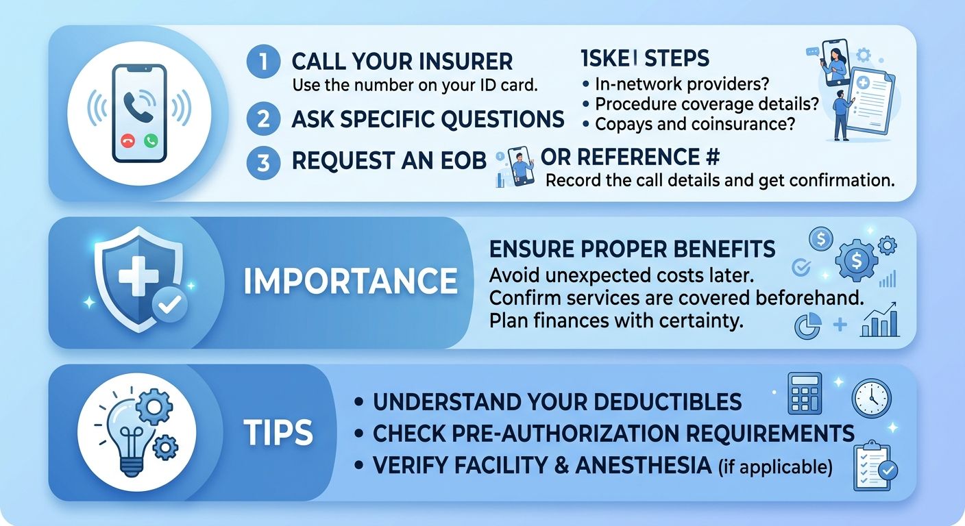 Infographic showing steps for verifying insurance coverage for addiction treatment